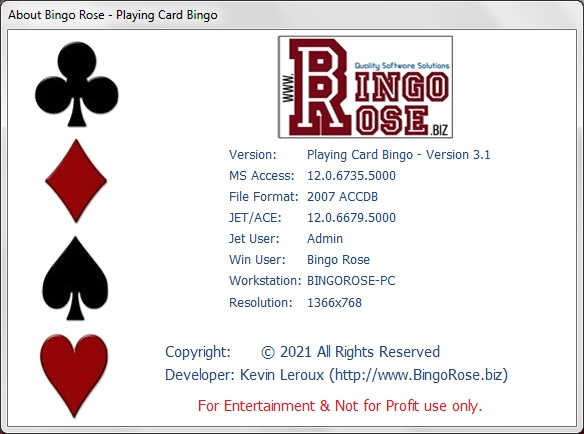 About Bingo Rose - Playing Card Bingo